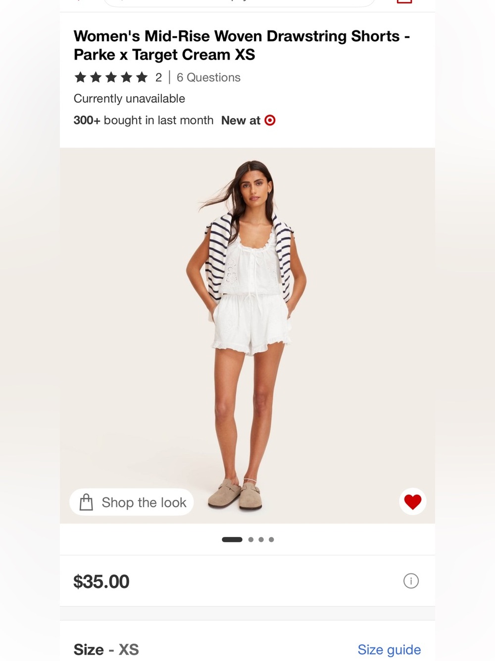 Target X Parke White shorts AND top